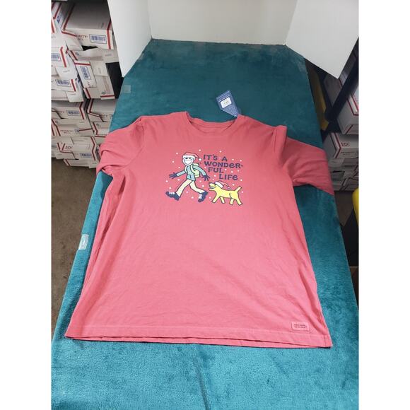 Life is Good Shirt Size Extra Large Mens Red Long Sleeve Logo Preppy Peru NWT - Picture 1 of 10